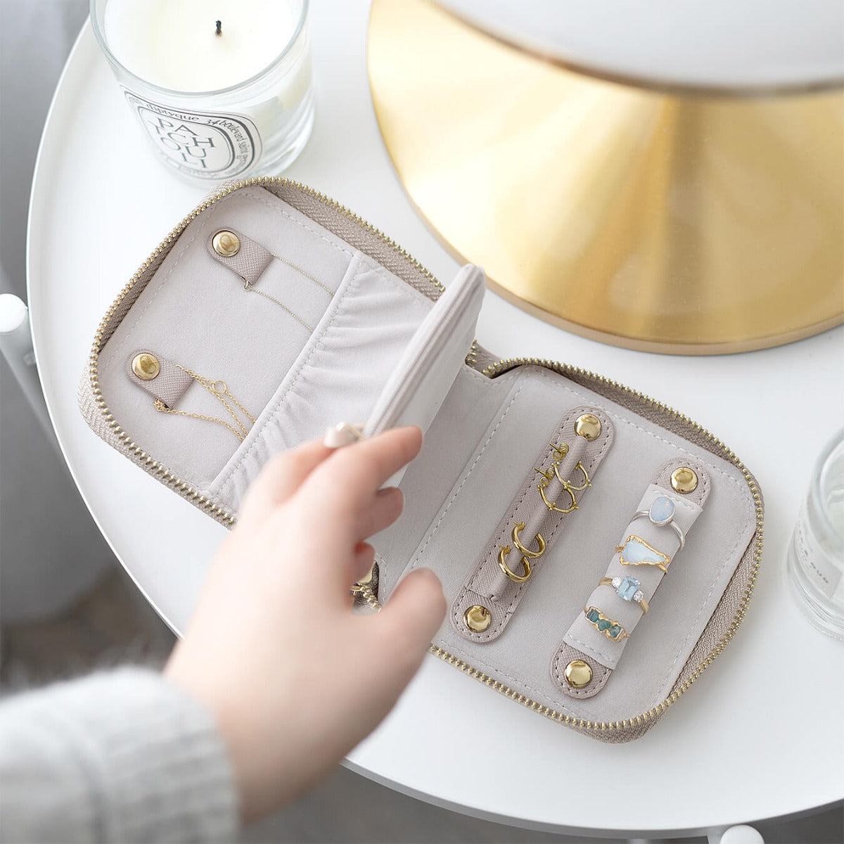 Compact Jewellery Roll - Taupe – Stackers Singapore