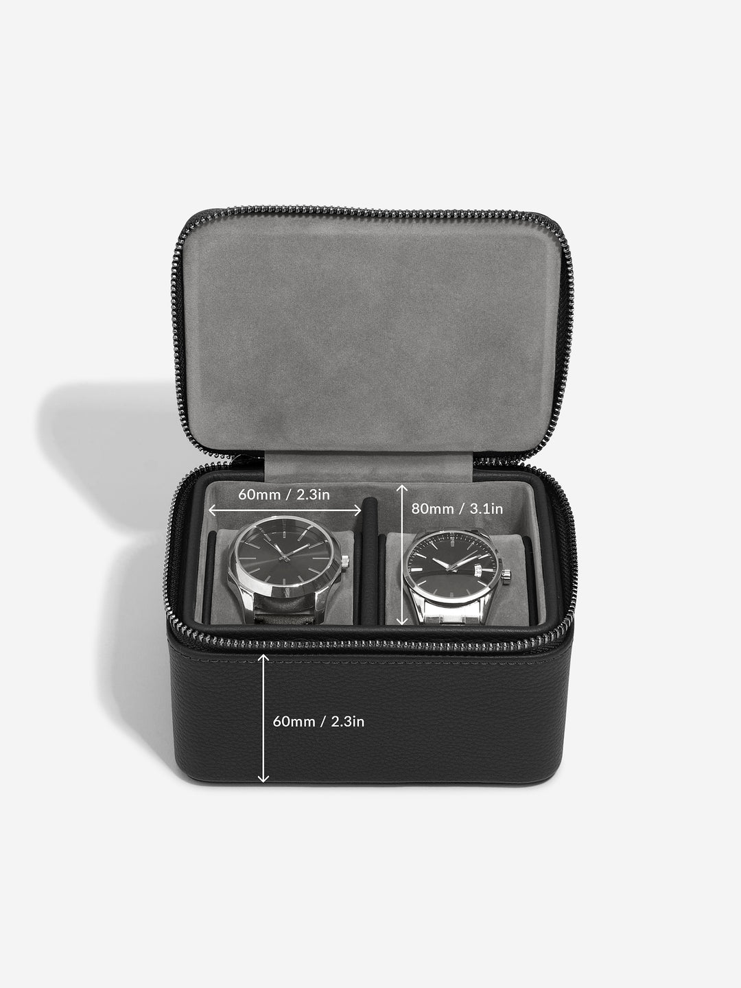 Large Zipped Watch Box - Pebble Black – Stackers Singapore
