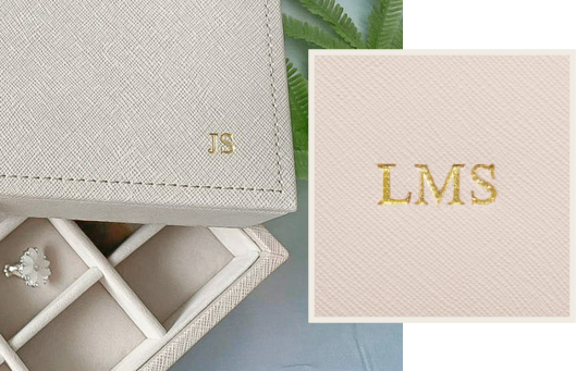 Monogrammed organiser close-up